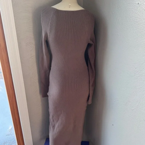 Abercrombie & Fitch maxi dress long sleeve brown cut outs sexy size S NWT - Picture 4 of 10